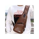 OVO TOUMI Pu Casual Crossbody Shoulder Chest Bag-Brown