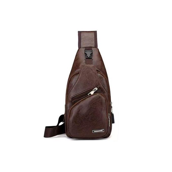 OVO TOUMI Pu Casual Crossbody Shoulder Chest Bag-Brown