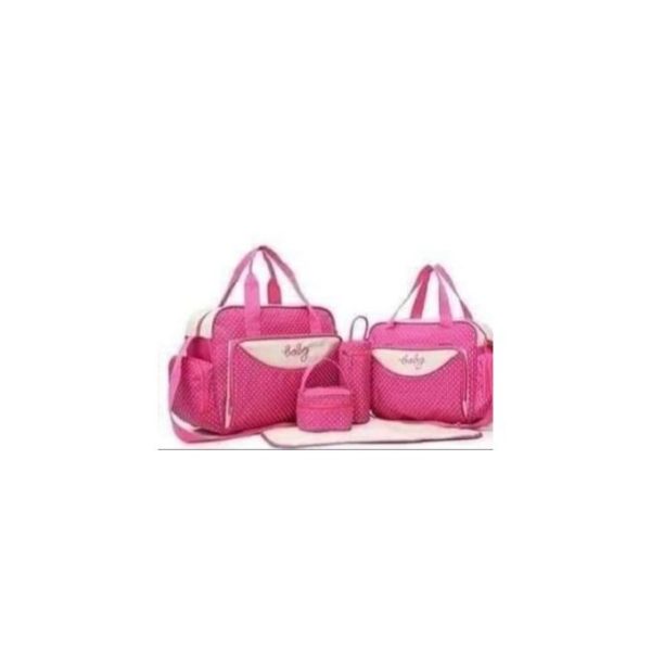Pink With White Dots 5 In 1 Diaper Bag With Changing Mat.