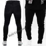 Plain Finest Denim Slim Fit Black Jeans + FREE BELT