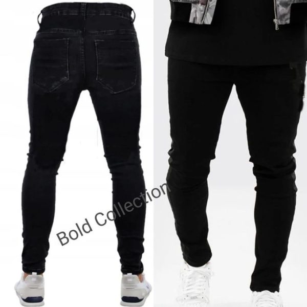 Plain Finest Denim Slim Fit Black Jeans + FREE BELT