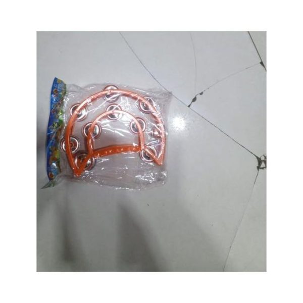 Plastic Fushcia Hand Percussion Handbell Tambourine Kids Musical Toy