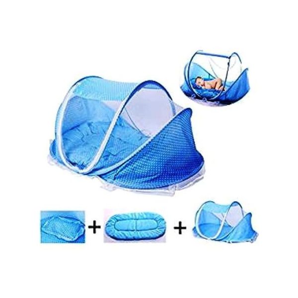 Portable Baby Travel Bed Indoor & Outdoor Crib Mosquito Net - Blue