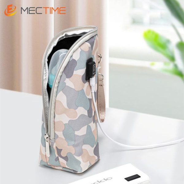 Portable USB Baby Bottle Warmer Bag Milk Warmer -Gray
