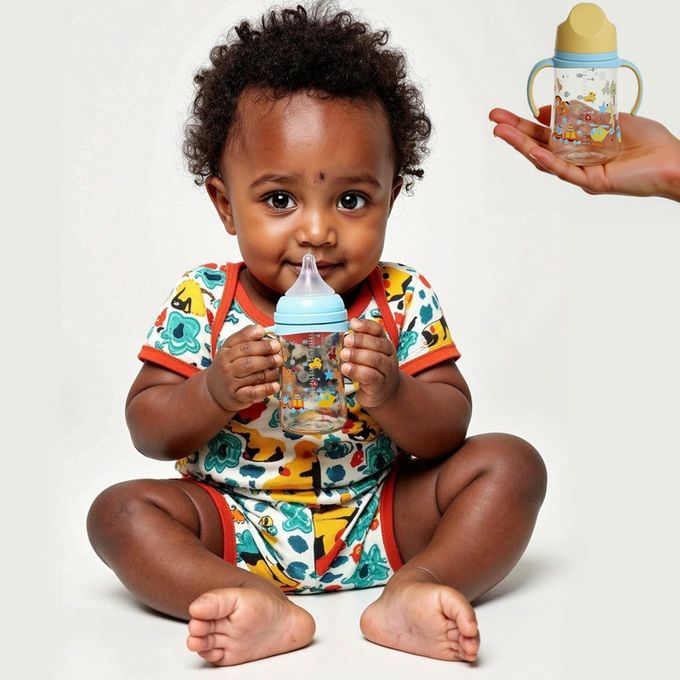 PPSU Anti-Colic Baby Bottle 240ml w/ Handle - Breast-like Unbreakable