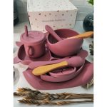 Rasberry - Premium Kenya Hot Sale Silicone Feeding Set, Bib, Bowl with a strong suction