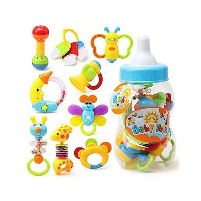 Rattle Teething Baby Toys With Bottle Storage For Newborn