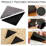 Reusable Rug Grippers RUGGIES Carpet Mat Non Slip Grip Corners Magic Pad Anti Skid for Rug Washable Silicone Grip Mat, Rug Carpet Stopper