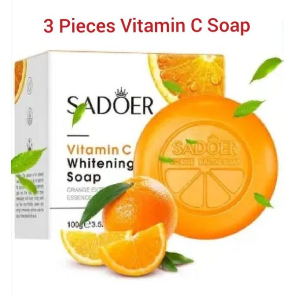 SADOER 3 Pieces Vitamin C Soap Bar for Face & Body,Moisturizing,Smooth Skin, Beauty Bar Soap for All Skin With Gentle Cleanser Both Men Women
