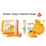 SADOER Vitamin C Whitening Soap + Turmeric Soap Anti Acnes, Shrink Pores Tumeric Soap