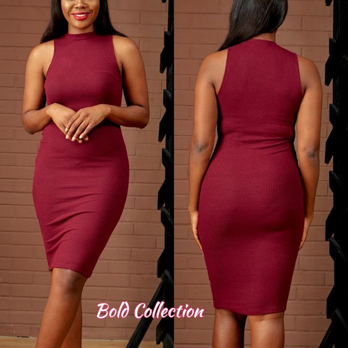 Sexiest Mock Neck Ribbed Bodycon Dress (Hips 36-44" Fit)