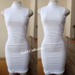 Sexiest White Mock Neck Stretchy Bodycon Dress (Hips 34-42" Fit)