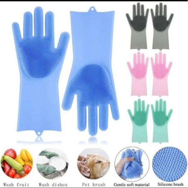 Silicone Washing Gloves,Cleaning Brush for Housework, Cars, Dogs ,Dishes