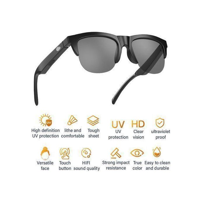 Smart Glasses Bluetooth 5.3 Sunglasses For Men Women Touch Control Music Calling - Black