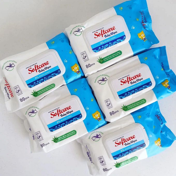 Softcare Baby Wet Wipes 80pcs, Buy 4 Pack Get ONE FREE/ Gentle & Alcohol-Free Baby/Family use