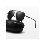 Spectacles for Men Polarized Metal Frame Shades Ray Sunglasses Square+Free Box Black