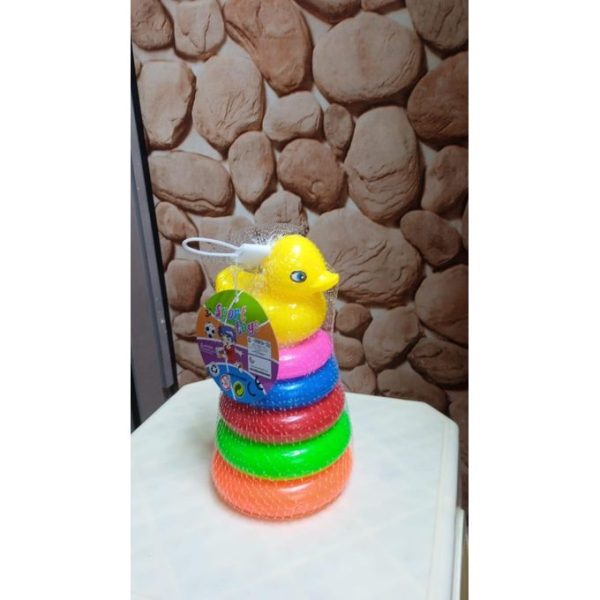STACKING RING TOWER BLOCKS WITH DUCKMULTI-COLOR FOR KIDS