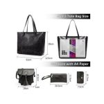 STY 4 In 1 Ladies Handbag Cross-body Bag Purse Card Case Set PU Synthetic Leather Bag - Black