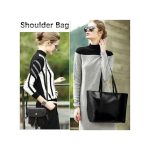 STY 4 In 1 Ladies Handbag Cross-body Bag Purse Card Case Set PU Synthetic Leather Bag - Black