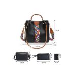 STY 4pcs Ladies Handbags Women Shoulder Tote Bags Set PU Synthetic Leather-Black