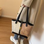 STY Ladies Handbags Color-blocked bags Simple bags High-quality PU Synthetic Leather Bag