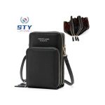 STY Ladies Purse Mini Cross-body Bag Women PU Synthetic Leather Chain Bag-Black