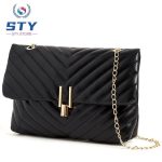 STY Women Small Cross-body Bag Ladies Chain Bag Phone Bag Clutch Mini Black Bag