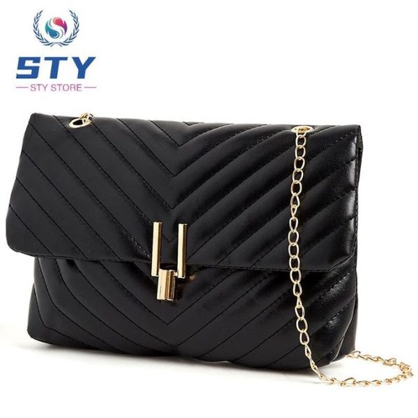 STY Women Small Cross-body Bag Ladies Chain Bag Phone Bag Clutch Mini Black Bag