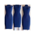 Stylish Mock Neck Ribbed Bodycon Dress(Hips 36-44inches Fit)