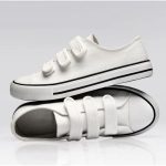 SXCHEN Women Shoes Fashion Sneakers Flats Canvas Shoes Velcro Ladies Shoes School White