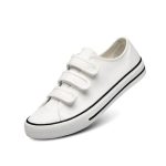SXCHEN Women Shoes Fashion Sneakers Flats Canvas Shoes Velcro Ladies Shoes School White