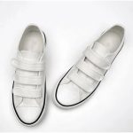 SXCHEN Women Shoes Fashion Sneakers Flats Canvas Shoes Velcro Ladies Shoes School White