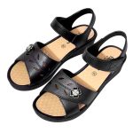 SXCHEN Women Shoes Sandals Plastic Sandals Mom Shoe Wedge Sandal Lady Black Open