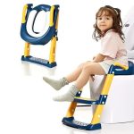 Toilet ladder Potty Training Seat, Kid Toilet Training Ladder With a white Soft PVC for your kid to seat on softly baby toilet seat with ladder
