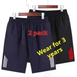 Unisex Athletic Shorts, Navy & Black. Elastic waist for comfort, striped sides for style. Durable, breathable fabric, perfect for sports like jogging and daily wear. Long -...