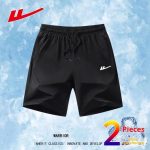 Unisex Athletic Shorts, Navy & Black.1703 Elastic waist for comfort, striped sides for style. Durable, breathable fabric, perfect for sports like jogging and daily wear. Long -...