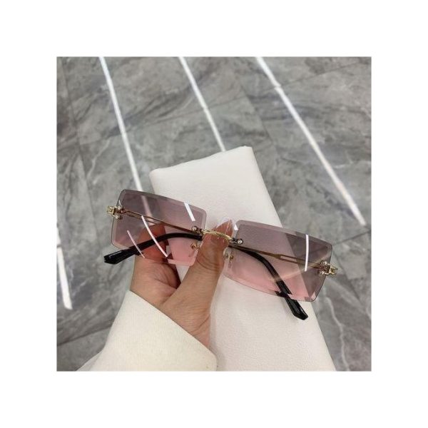 Vintage Rimless Square Sun Glasses For Women Men
