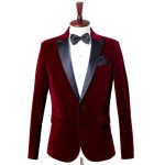 (wine Red)Men's Fashion Trend Velvet Groom Tuxedo Slim Fit Wedding Party Dress Business Casual Suit Jacket Banquet Single Blazers Coat SHA