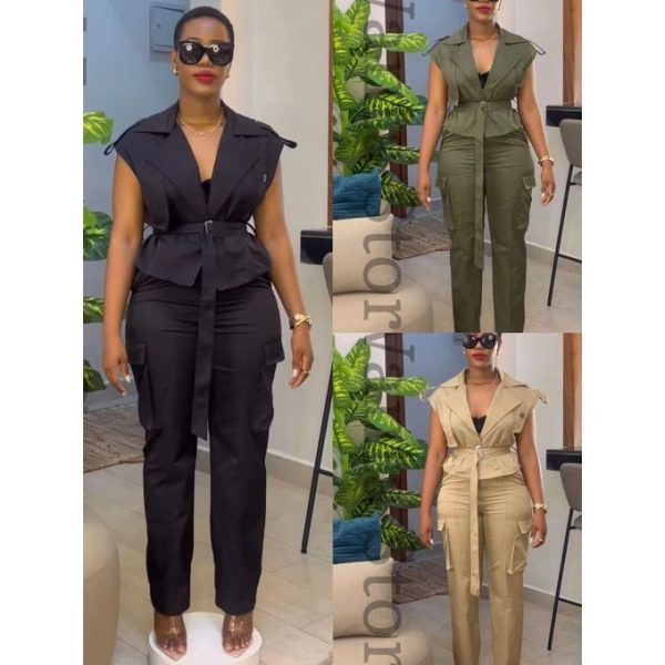 Women Cargo 2pc Set- Brown.