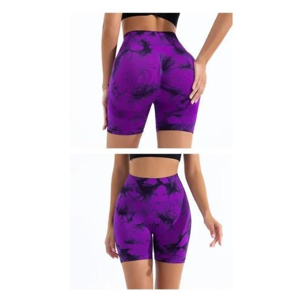 Women Patterned Tie & Dye Gym Shorts PURPLE Workout Shorts Tie Dye Shorts Biker Shorts Bike Shorts Good Stretch Tight Fit Breathable Sculpting Cosy Wear Booty Shorts