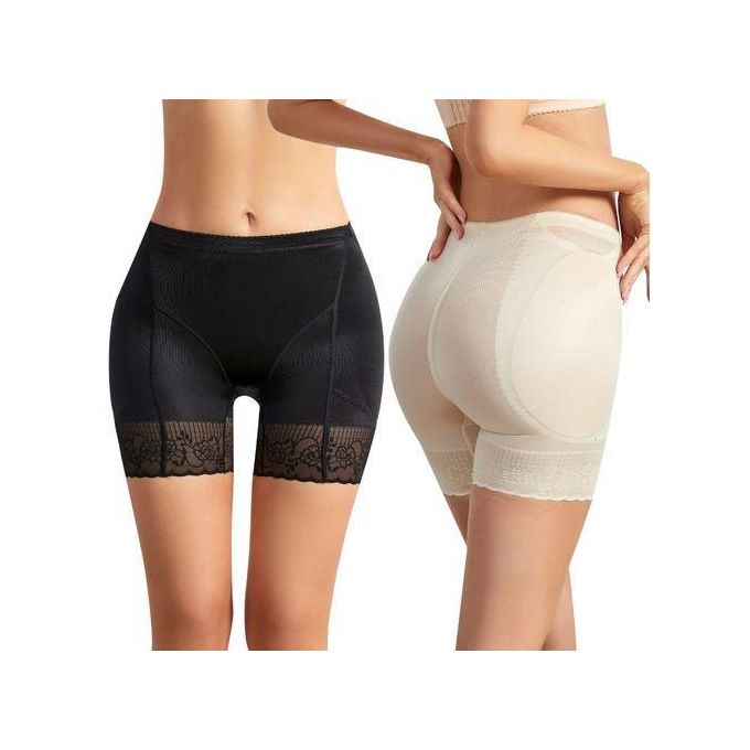 Women’s Slimming Lace-Trim Body Shaper Biker Shorts – Black, Sizes M to XL