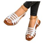 Women Sandals Woman Summer Hollow Out Roman Shoes Women's Gladiator Open Toe Beach Flats Ladies Footwear Plus Size 35_43(#white)