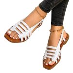 Women Sandals Woman Summer Hollow Out Roman Shoes Women's Gladiator Open Toe Beach Flats Ladies Footwear Plus Size 35_43(#white)