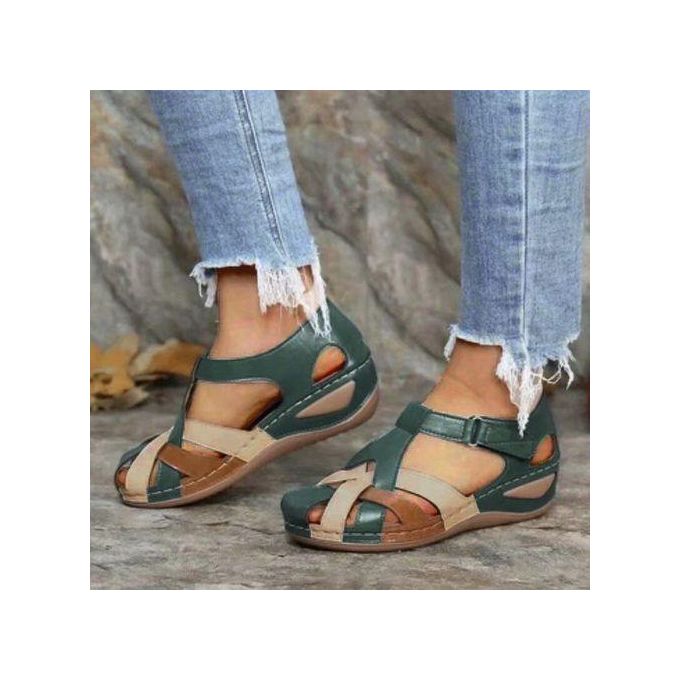 Women Shoes Sandals Low Heel Shoes Ladies Fashionable Flat - Green