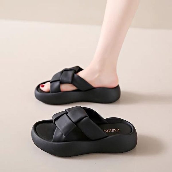 Women's Fashion Thick Sole Sandals - Black