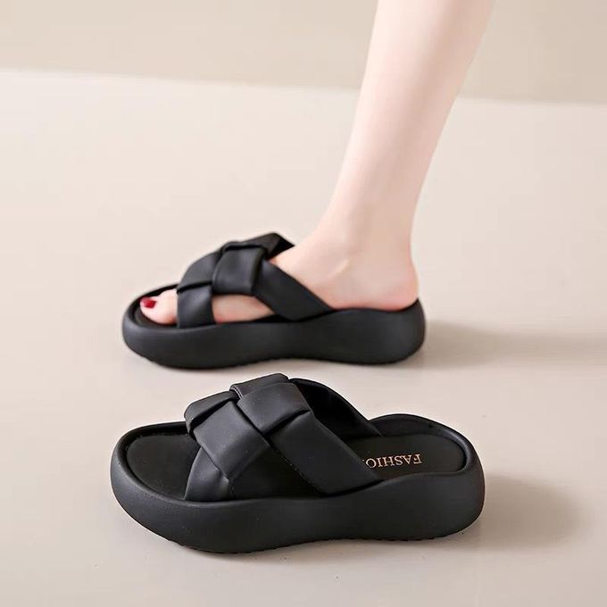 Women's Fashion Thick Sole Sandals - Black
