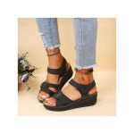 Women's Sandals Large Size Velcro Sandals Black