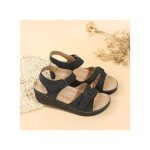 Women's Sandals Large Size Velcro Sandals Black