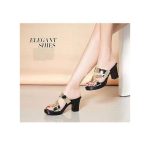 Women's Sandals Simple Mid-Heel Sandals Gold