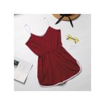 Women's Solid Color Casual Camisole Jumpsuit - Red